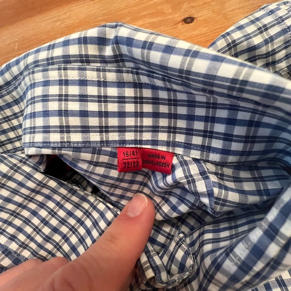 Men’s Hugo Boss Blue & White Checkered Modern Fit Spread Collar 16, 32/33 Shirt - Picture 3 of 4